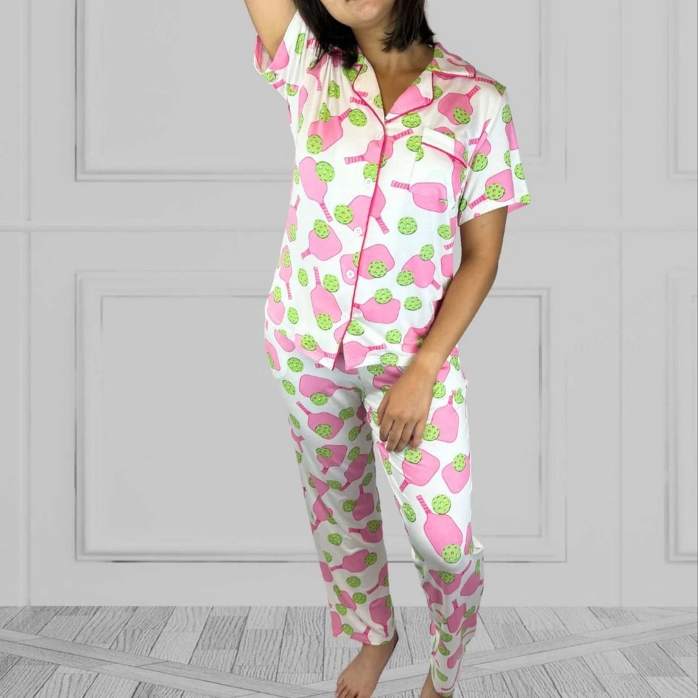 Dilly Life Pickleball Pajama Set White Size XL New With Tags